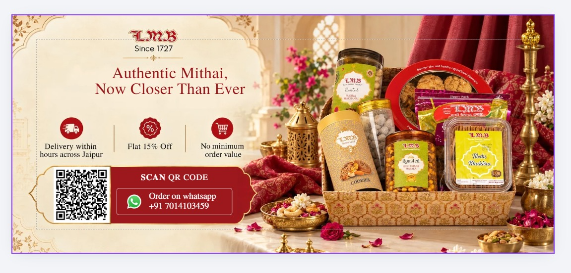 Authentic Mithai, Now Closer Than Ever. Order on WhatsApp.